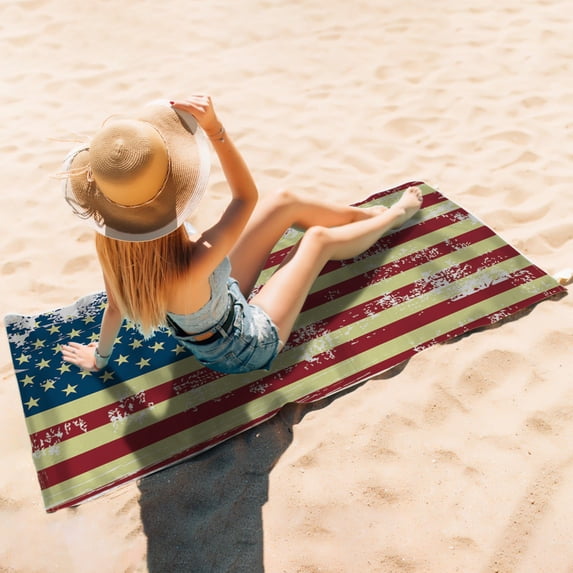 kladzum Beach Towel Oversized Usa Beach Towels Lightweight Striped Pool Spa Towels Quick Dry 60X30 Inch Travel Beach Towels, Beach Towels, Summer Savings Clearance