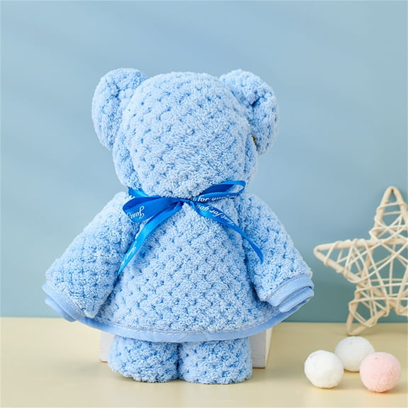 kladzum Bear Bath Towel Gift, Towels for Bathroom, PVC Tote Bag High Density Velvet Gift Pineapple Plaid Towel for Wedding Graduation Valentine Shower Birthday Souvenir Supplies