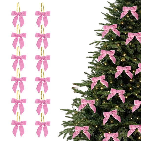 kladzum Christmas Decorations 12pc Burgundy Small Velvet Christmas Bows 3.14", Christmas Tree Wreath Gift Wrap Crafts Wedding Party Bows for Snack Bags Baking Candy Bags Home Room Decor