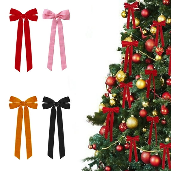 kladzum Christmas Decorations Indoor, 5x10" Large Velvet Bows for Christmas Tree, Christmas Bows, Outdoor Xmas Decorations Home Wreath Garland Stairs Railing Fireplace Front Door Supplies