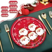 Set Of 3 Christmas Plates - 22 Cm Diameter Reusable Plastic Snack Plates With Santa, Tree & Snowman Designs For Holiday Table Decor