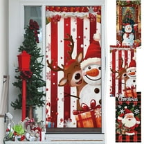 Christmas Door Cover 6.7x3 Ft Xmas Background Door Curtain Exquisite Printed Door Covers Hanging Fabric Winter Holiday Decor Gifts