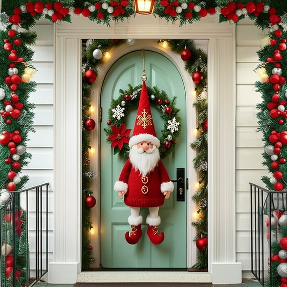 Christmas Door Cover 71x35 Inches Santa Claus Decorative Door Curtain Flag Exquisite Background Christmas Door Covers Holiday Party Decor Doors, Wall, Windows