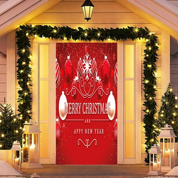 kladzum Christmas Door Cover Elastic Cloth Door Stickers 78.7"x35.4" Decorative Door Curtain Hanging Cloth Holiday Party Layout Background Cloth Christmas Decorations Door Covers