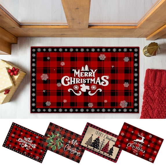kladzum Christmas Door Mat 24x16 Inches Christmas Rug Decorative Print Small Carpet Household Foot Mat Holiday Gift Kitchen Bedroom Bathroom Floor Mats Washable Doormat