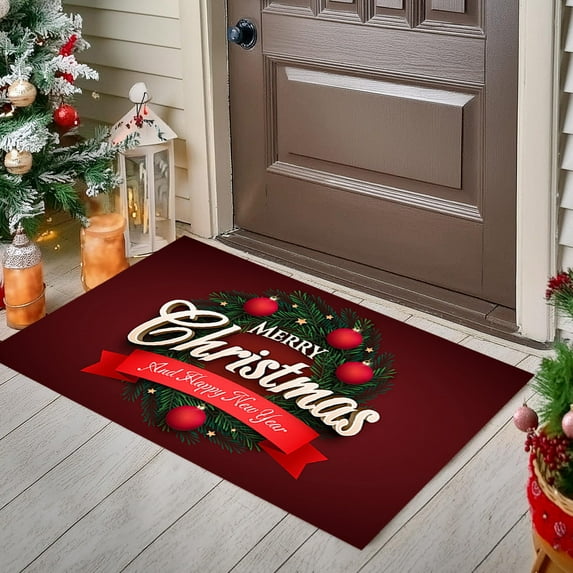 kladzum Christmas Door Mat Nonslip Rugs Floor Mats Christmas Decorative Doormat Small Carpet Entrance Foot Mat Home Room Holiday Party Decor 15.7x23.6in