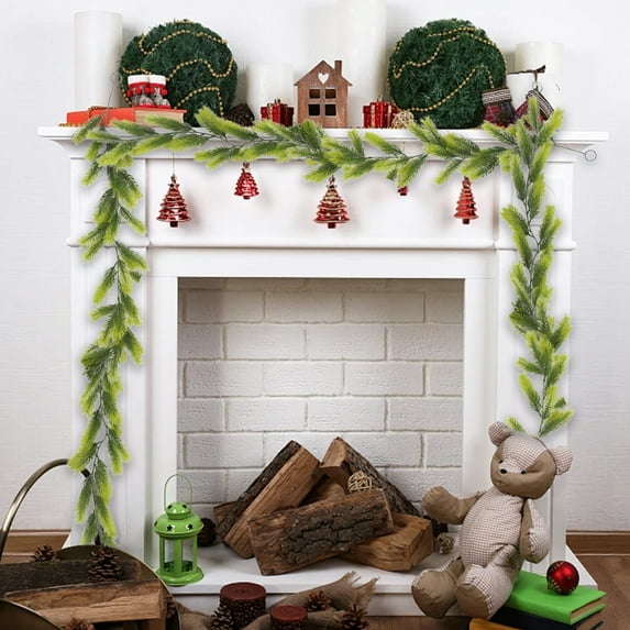 kladzum Christmas Garland Christmas Decorations One Point Eight Meters Rattan Plastic Soft Rubber Pines Needle Green Leaves Decorative Strip Pines Cedar Rattan