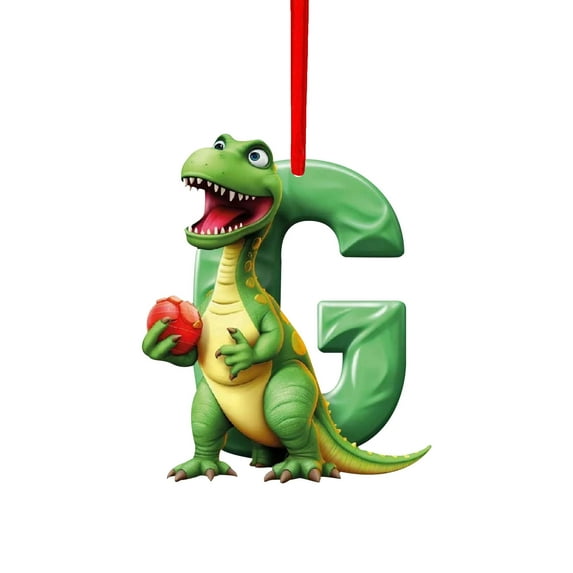 kladzum Christmas Ornaments Pendant Cute Dinosaur 26 English Letter Christmas Tree Decorations Plastic Shatterproof Xmas Tree Hanging Ornaments for Wall, Door, Window, Home Holiday Decor
