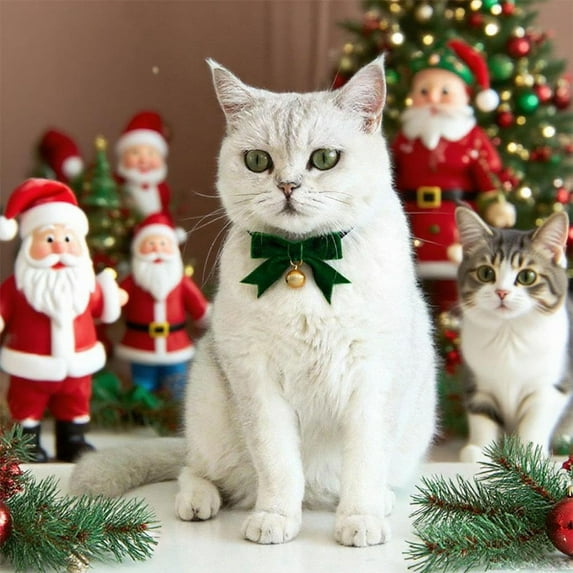 kladzum Christmas Pet Collar Adjustable Velvet Bow with Bells Pet Bow Tie Holiday Clothing for Christmas Decoration Holiday Decoration Pet Accessories