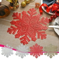 kladzum Christmas Placemat Round Snowflake Placemats Washable Easy To Clean Wipeable Stain-resistants Heat-resistants Table Place Mats for Wedding Party Holiday Decorations