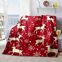 kladzum Christmas Throw Blanket 39.3"x27.5" Breathable Fuzzy Blanket Soft Warm Christmas Blanket Deer Printed Flannel Blankets for Holiday Party Gifts