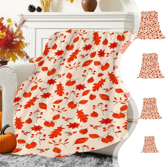 kladzum Christmas Throw Blanket Cozy Soft Warm Blanket Red Maple Leaf Print Blanket Travel Blanket Office Nap Blanket for Sofa, Bed, Rocking Chair, Christmas Holiday Party Gifts