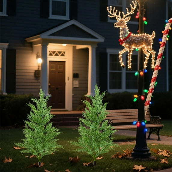 kladzum Christmas Tree for Christmas Decorations Outdoor, Xmas Tree Courtyard Garden Plugs 21.65" Yard Sign Stakes for Garden Yard Porch Cemetery Grave Decor