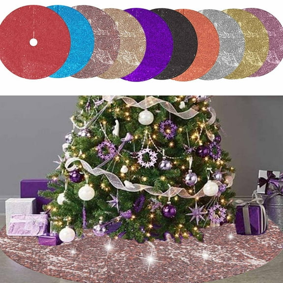 kladzum Christmas Tree Skirt 30" Exquisite Elegant Vintage Tree Skirts Sequin Velvet Christmas Tree Collar for Chirstmas Party Decor Glitter Christmas Tree Skirt Cover Holiday Gift