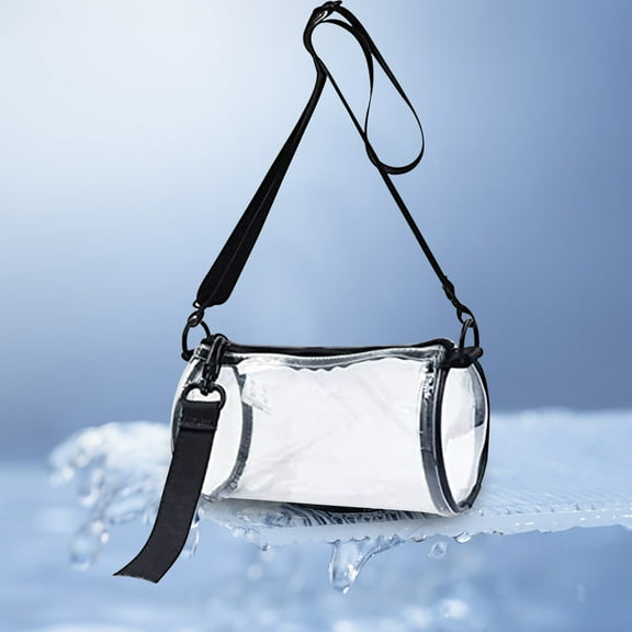 kladzum Clear Crossbody Bag Cylinder Satchel PVC Cosmetic Bag Multifunctional Storage Bag Large Transparent Cosmetic Bag, Transparent Handbag Shoulder Bag Clear Bag Stadium