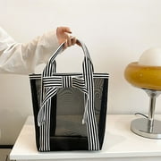 kladzum Clear Tote Bag Transparent Hollow Handbag Transparent Mesh Tote Bag Fashion Shoulder Messenger Bag Beach Bag for Sports Games Travel