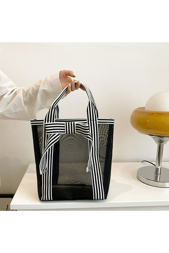 kladzum Clear Tote Bag Transparent Hollow Handbag Transparent Mesh Tote Bag Fashion Shoulder Messenger Bag Beach Bag for Sports Games Travel