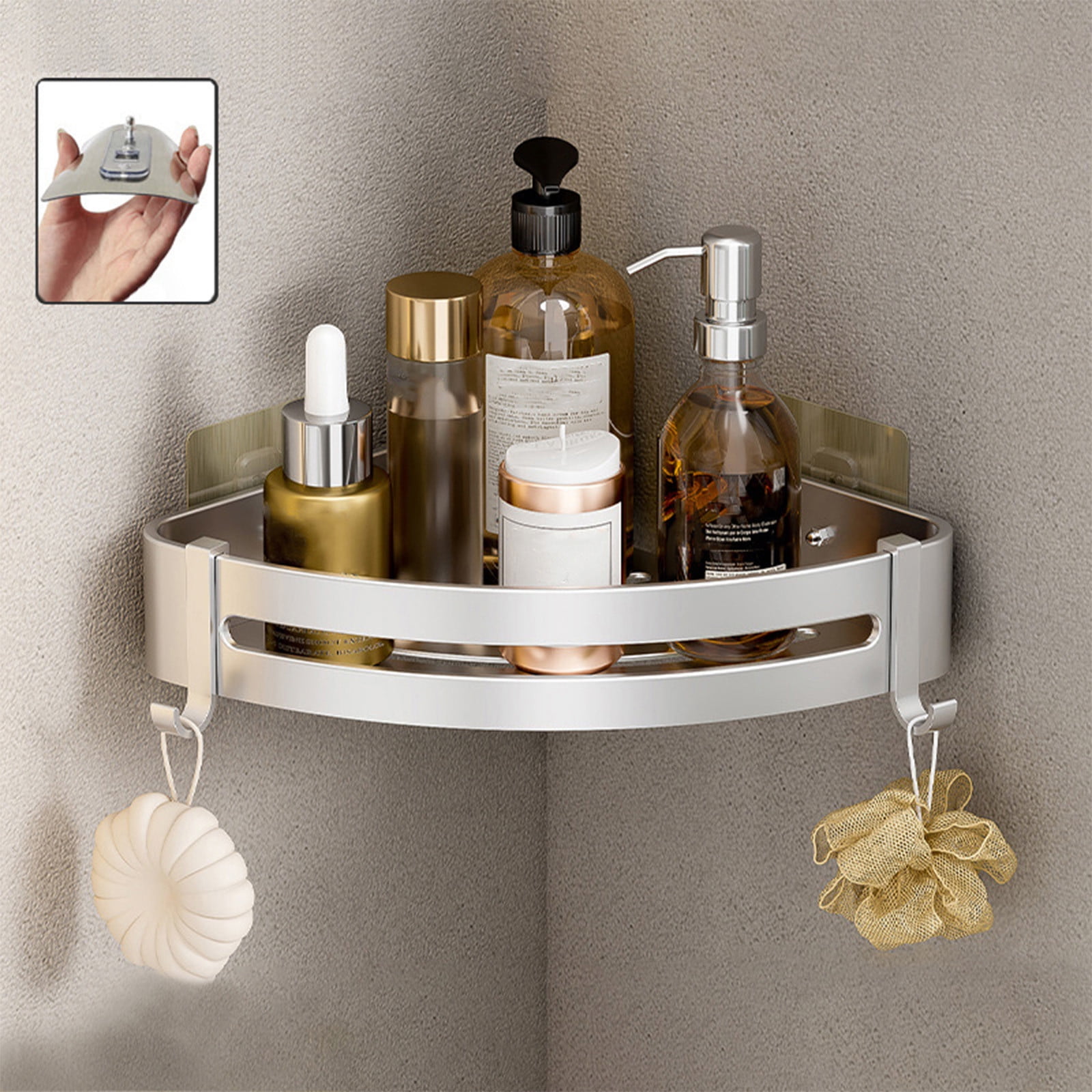 kladzum Corner Shower Set A Bathroom Organizer with Soap Dish, Toiletry Adhesive Storage, Shower ...