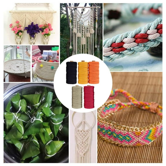 kladzum Crochet Yarn, 3mm Macrame Cord Hanging Rope Cord DIY Crafts Knitting 100M Cotton Cord