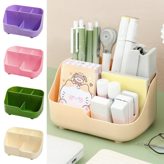 kladzum Desk Organizer, Small Multifunctional Organizer Desk Caddy Home Office Accessory Tray Brush Compartment Bathroom Countertop Storage and Organization