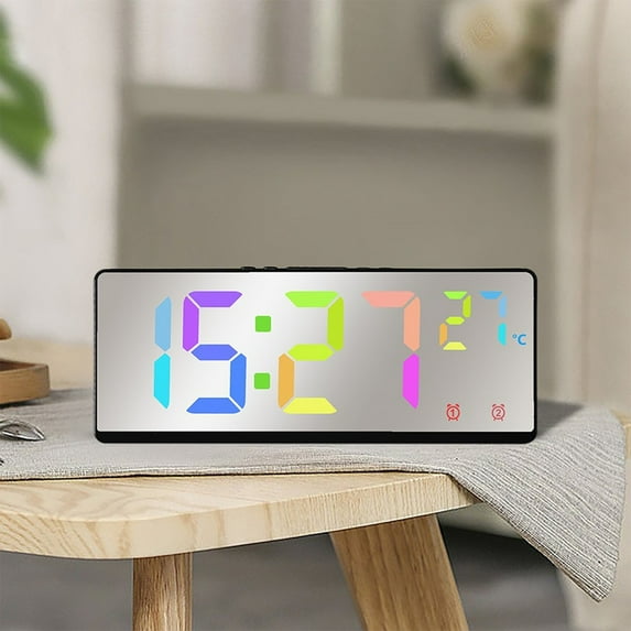 kladzum Digital Clock Multifunctional Clock Living Room Wall Clock Home Decoration Digital Electronic Clock Silent Clock Temperature and Humidity Color Screen Clock, Desk Supplies