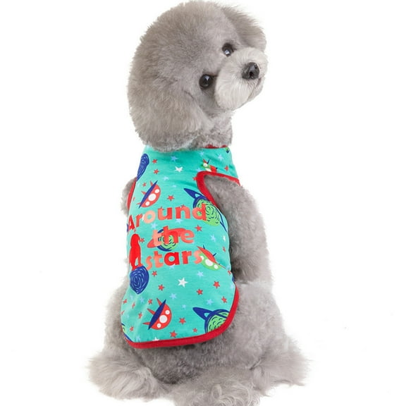 kladzum Dog Clothes Fashion Pet Spring and Summer Space Print Patchwork Costumes Pet vests Costumes