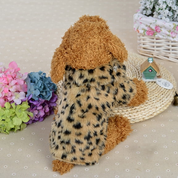 kladzum Dog Clothes Hot Dogs Leopard Printed Jumpsuit Pet Puppy Soft Warm Cotton Clothes Warm Dog Coat Dogs Costume Jacket