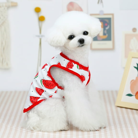 kladzum Dog Clothes Pet Dog Summer New Clothing Cute Thin Five-Color Fruit vests Casual Unisex Dog Shirt