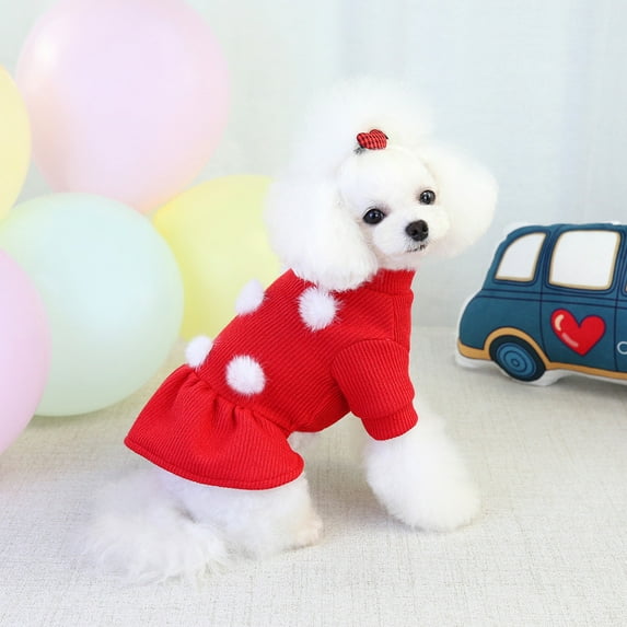 kladzum Dog Dress Cute New Pet Dog Skirt Pomeranian Bichon Woolen Skirt Keeps Warm Dresses Pet Dog Clothes