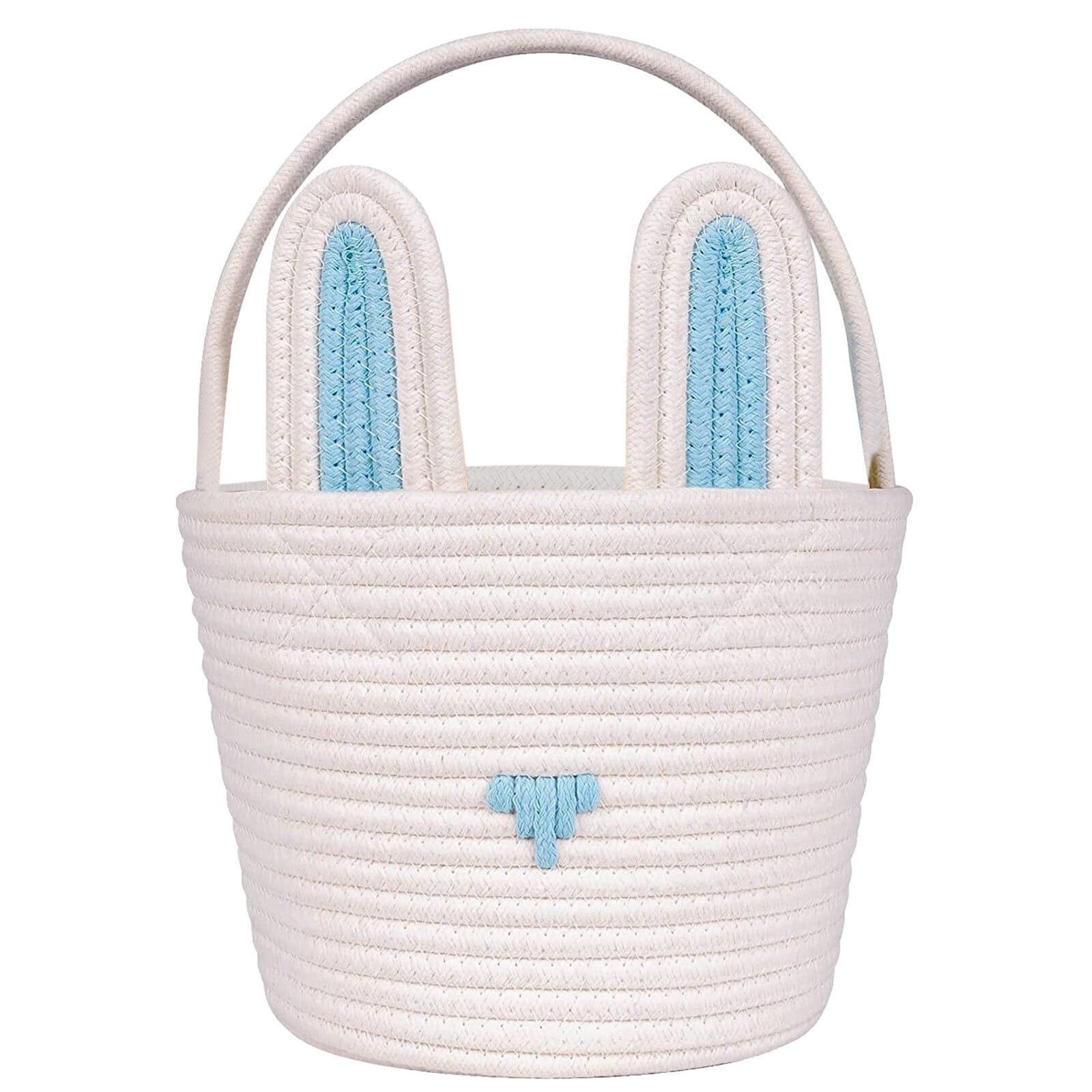 kladzum Easter Basket with Handle Kids Bunny Easter Baskets Easter Bunny Bucket Tote for Easter Eggs Hunts Decorations Candy Gifts Storage Basket