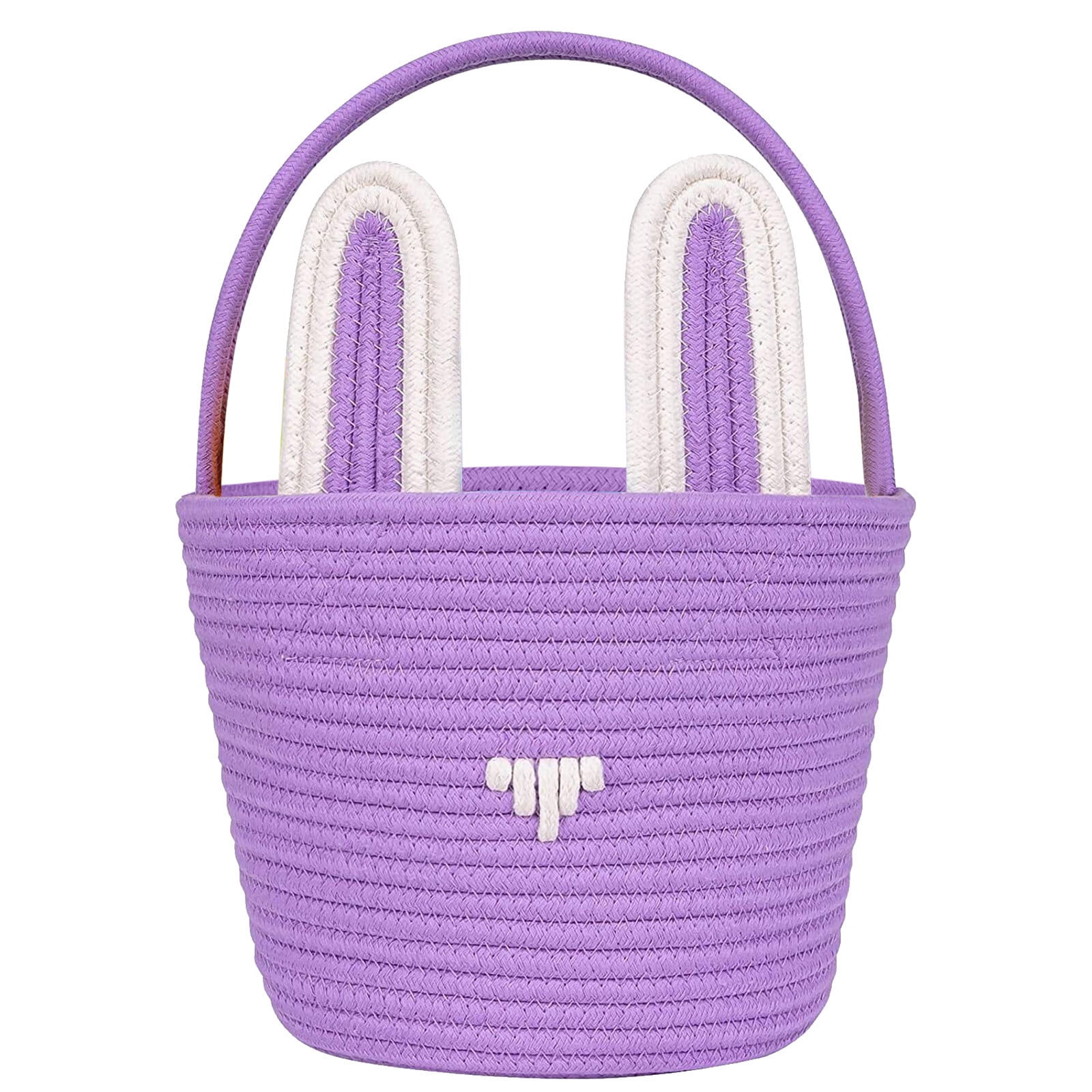 kladzum Easter Basket with Handle Kids Bunny Easter Baskets Easter Bunny Bucket Tote for Easter Eggs Hunts Decorations Candy Gifts Storage Basket