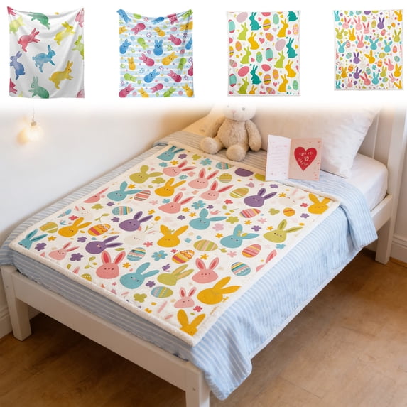 kladzum Easter Decorations Blanket Thick Milk Flannel Blanket - Soft Warm Throw Blanket for Couch, Bed & Travel, Cozy Home Decor
