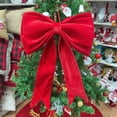 thumbnail image 1 of kladzum Extra Large Flannel Christmas Bow 24.8" Wide Red Ribbon for Christmas Tree Topping Wreath and Gift Wrapping Candy Bags Party DIY Crafts Christmas Decorations, 1 of 6
