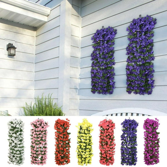 kladzum Fake Flowers Simulation Violet Wall Hanging Wedding Home Decoration Simulat Living Room Ceiling Decoration Plastic Wrapping Plants, Fake Hanging Plants