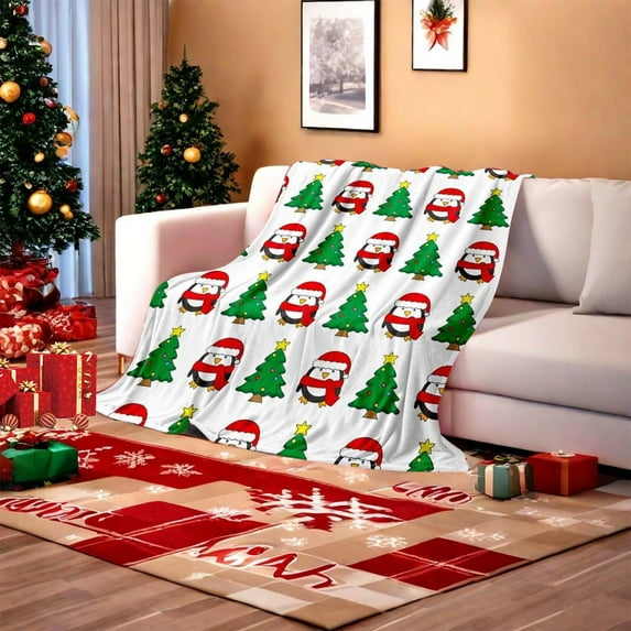 kladzum Flannel Printed Christmas Throw Blanket 39.3"x27.5" Cute Xmas Decor Blankets Soft Cozy Warm Christmas Blanket Bedroom Sofa Nap Blanket, Office, Dormitory, Holiday Gifts