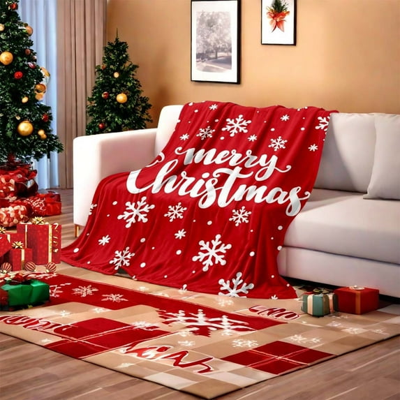 kladzum Flannel Printed Christmas Throw Blanket 39.3"x27.5" Cute Xmas Decor Blankets Soft Cozy Warm Christmas Blanket Bedroom Sofa Nap Blanket, Office, Dormitory, Holiday Gifts