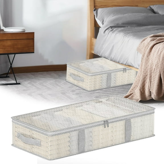 kladzum Foldable Underbed Storage Bag, Bed Storage Containers, Closet Organizers and Storage Bins, Transparent Underbed Flat Storage Bags for Blankets, Towels, Comforter, Pillows, Linen Sheets