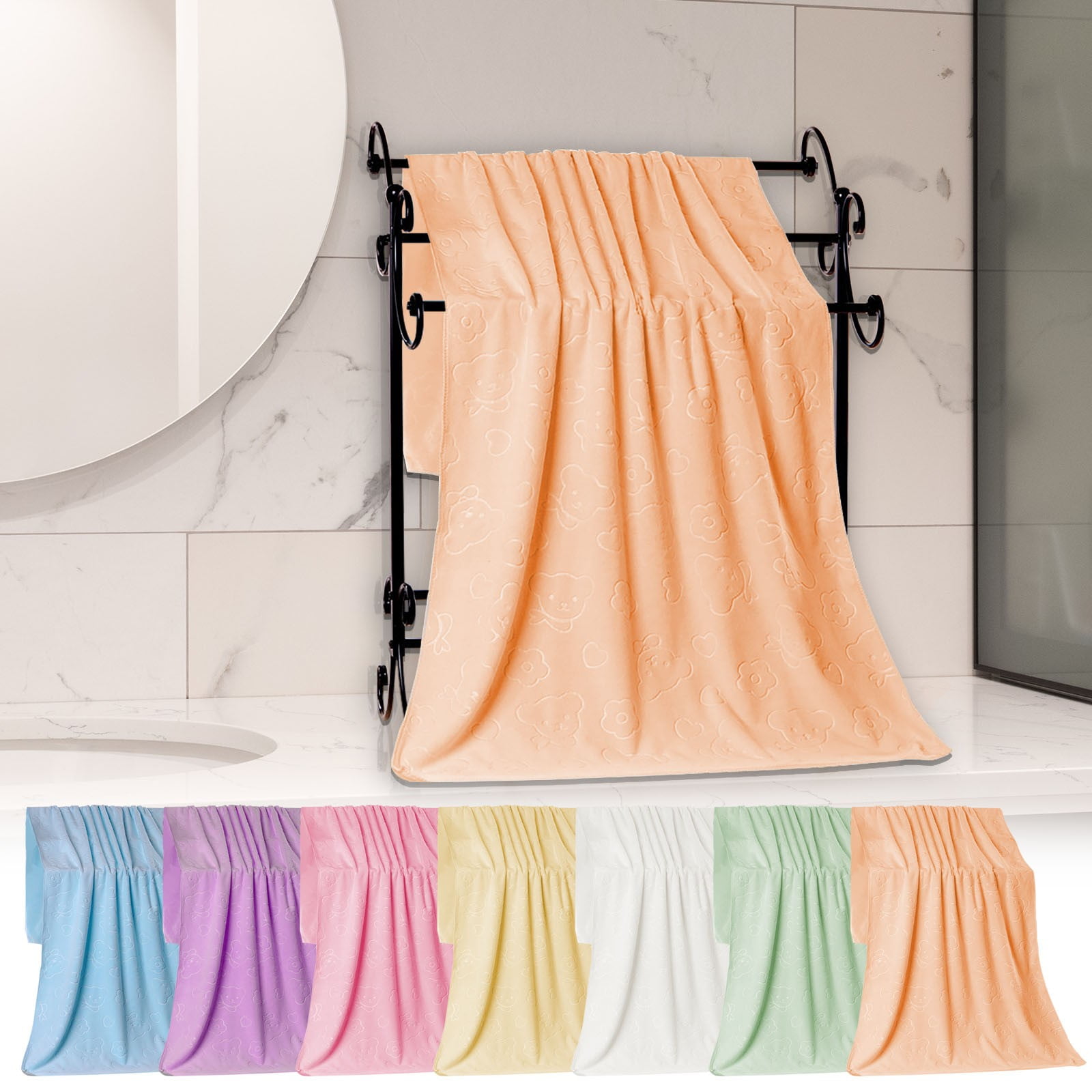 kladzum Hand Towels for Bathroom Set of 2, Fine Fiber Embossed Soft and Thick Bathroom Towels ...