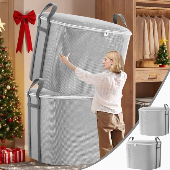 kladzum Heavy Duty Storage Bins with Lids, Portable Moving Bags with Reinforced Carrying Handles, Large Capacity Closet Organizers and Storage Bags Double Zipper Christmas Supplies Storage
