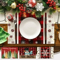 kladzum Holiday Christmas Placemats Winter Snowflake Placemats 12x18" Christmas Holiday Table Mats for Home Xmas Party Kitchen Dining Room Table Decorations