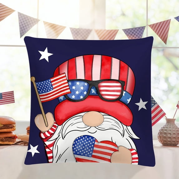 kladzum Independence Day Pillow Cover American Style Peach Skin Print Cushion Cover Sofa Pillow Cover Independence Day Gift Replaceable Pillowcase 4th of July Pillow Covers on Clearance