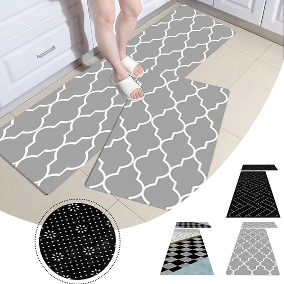 kladzum Kitchen Mat Set of 2 - Non-Slip Kitchen Mats for Floor Stain Resistance Kitchen Rugs Sturdy Long-lasting Floor Mats Multifunction Carpet Mat for Kitchen, Laundry Room, Office, Balcony