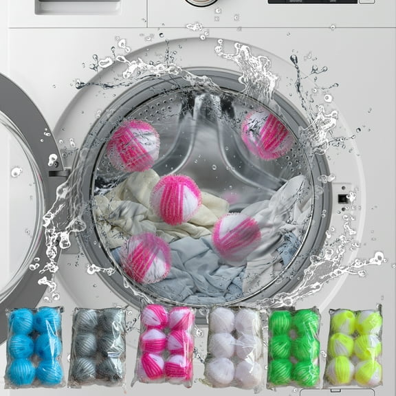 kladzum Laundry Balls Set 6pc, Clothes Antis-Winding Adsorption Hair Removal Dryer Balls Laundry Reusable Cleaning Ball, Fabric Softener Ball for Bathroom Washing Mashine