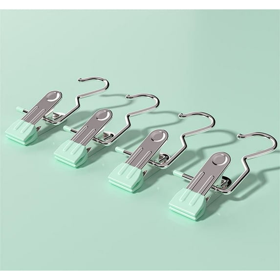 kladzum Laundry Hook Hangers Clothes Hanger Clips for Closet Organizer Socks Towels Clips Heavy Duty Clothespins Bulks Clothes Hanger Clips Stainless Steel Hook Clip with Hook Storage Clips 20PCS