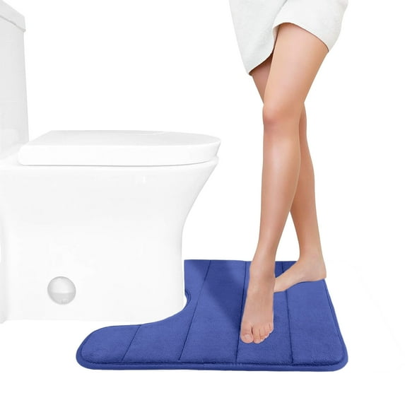 kladzum Memory Foam Bath Mat U Shape Toilet Mats Bathroom Rugs Soft Comfortable Water Quick Drying Absorption Non-Slip Thick Machine Washable Easier To Dry Dark, Bathroom Rugs