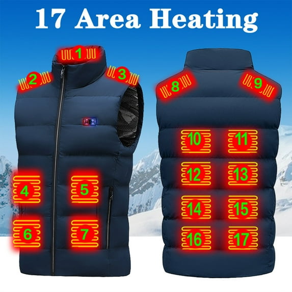 kladzum Mens Heated Vests 17 Heating Areas Heated Waistcoat for Men Women, Unisex Winter Heated Waistcoat for Men Women, Lightweight USB Electric Heated Clothing Waistcoat with 3 Heating