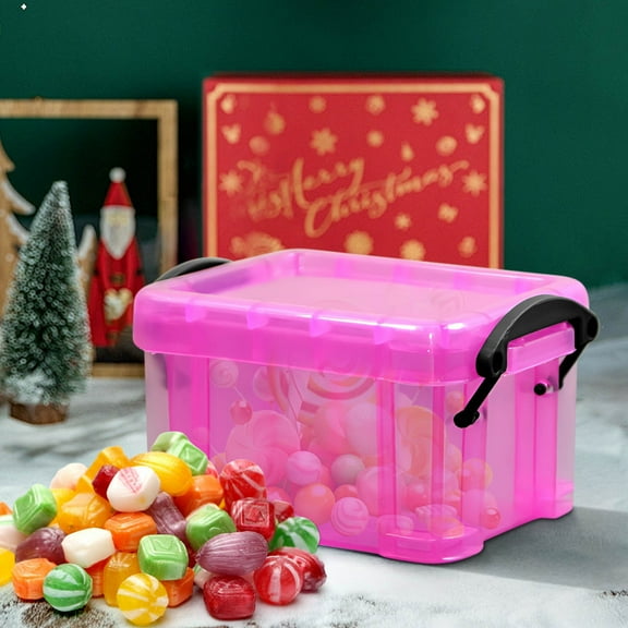 kladzum Mini Small Plastic Storage Box with Locking Lid Clear Plastic Organizer, Candy Color Transparent Storage Box for Stationery, Jewelry, Sewing and More in Office or Home Supplies
