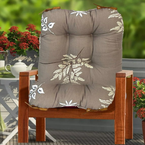 kladzum Outdoor High Back Chair Cushion Seat Pads, 2-Pack 17x17/17x21in Printed Seat Cushion for Patio Sitting Furniture Cushions with Ties for Adirondack, Rocking Cushions