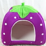 kladzum Pet Beds for Cats and Dogs Pet Bed Kennel Tent Cute Puppy Winter Warm Bed Indoor House Fordable Padded House Folding Yurt Strawberry Tent on Clearance