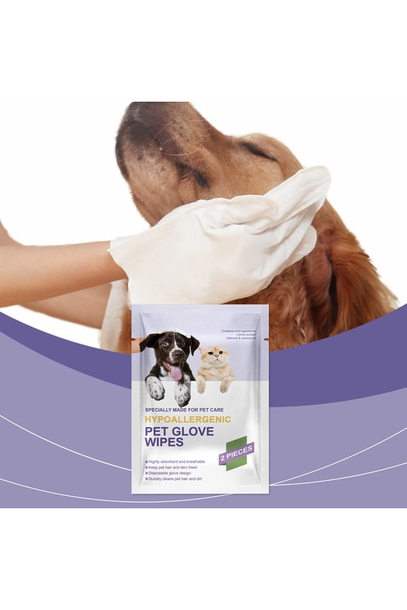Pet Glove Wipes for Dogs and Cats Glove Bathing Wipes Thickened Gloves for Daily Care, Traveling, Grooming Wipes